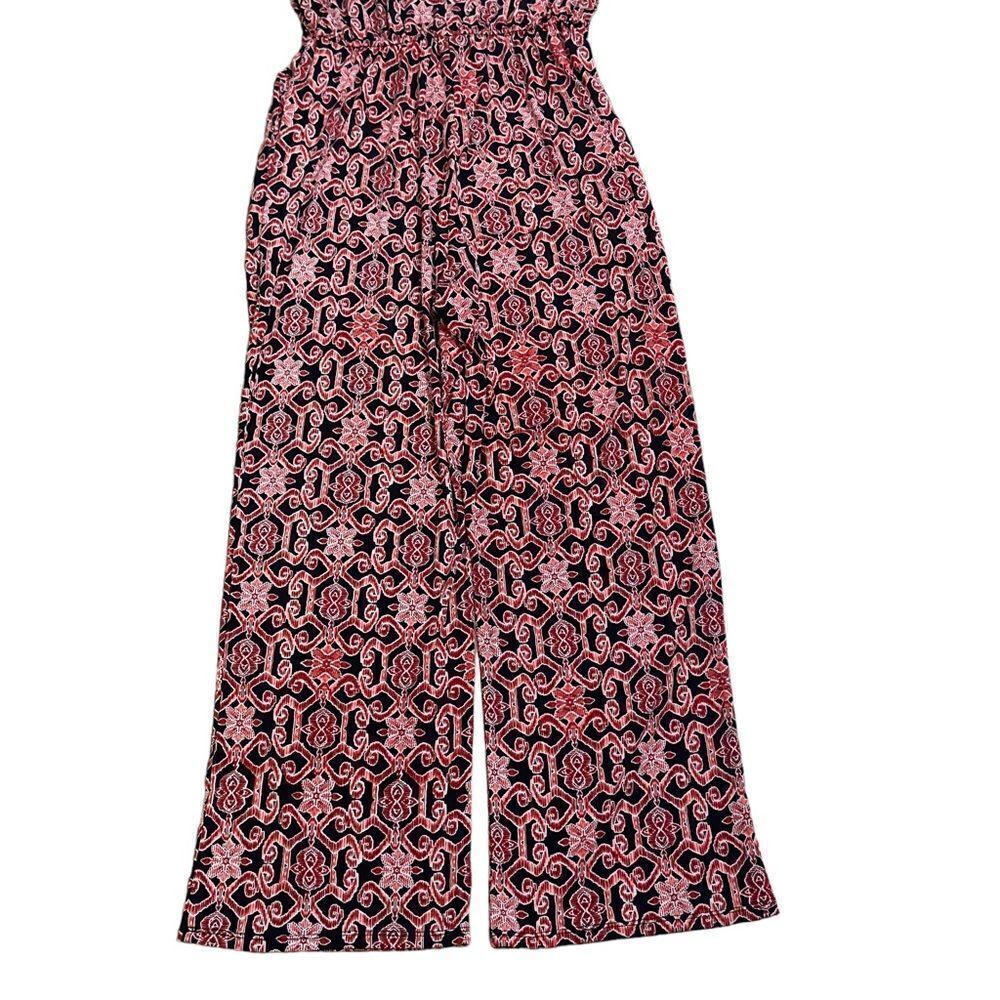 ENFOCUS Studio Red Black Print Sleeveless Jumpsuit Size 10 - Picture 6 of 16